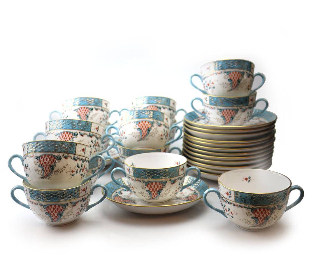 Herend CORNUCOPIA 14 Canton Soup with Saucers